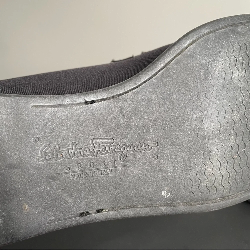 Salvatore Ferragamo Sport Black Fabric Logo Bit Loafers Shoes Made in Italy 9.5 - Picture 10 of 12